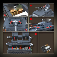 Vente en gros de 985 briques de construction pour enfants, jouets DIY, OEM ODM, modèles classiques de chars allemands Panzer VI, blocs de construction