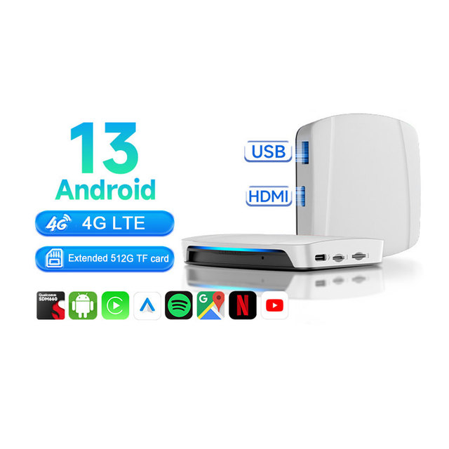 Tbox Uhd Wireless Carplay Ai Box Android Wireless Android Auto Adapte 8+128 SDM660 Chipset Car Play Android Auto Box