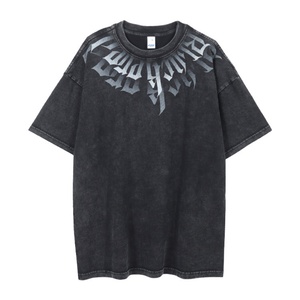 T-shirt Homme Personnalisé Nouvelle Collection Été Manches Courtes Style Rétro Imprimé Coupe Classique 100% Coton Effet Délavé - Product Image 2
