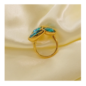 แหวนเปิดเหล็กไทเทเนียมเกรดสูงหรูหราสำหรับผู้หญิงใหม่ของอินเดียแฟชั่นเพชรสีสันสดใส304น้ำสแตนเลส - Product Image 2