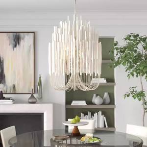 Modern Simple Creative <strong>Rustic</strong> Chandelier Home Office Bedroom Bedside Decorative LED Pendant Lamp with Dimmable Wood <strong>Fitting</strong> - Product Image 1