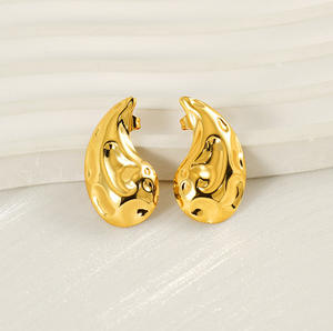 ต่างหูรูปหยดน้ำชุบทอง18K สำหรับผู้หญิงต่างหูหยดน้ำทำจากสเตนเลสสตีลสำหรับผู้หญิง - Product Image 2