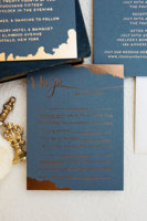 Invitations en papier bleu marine de conception de luxe de nouveautés avec des cartes d'invitation de mariage de papier fait main de bricolage de feuille d'or
