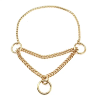 Collier Martingale Classique Réglable en Cuivre Doré Massif, Motif Écologique, Demi-Chaine Serpent, Fonctionnel pour Chiens et Animaux de Compagnie