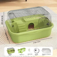 Cage à hamster en plastique pour intérieur, avec vue panoramique HD, double compartiment, roues silencieuses, couvercle rabattable, interactive, facile à nettoyer, cage en acrylique pour hamster