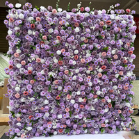 3D Großhandel Roll-up Blumenwand 8ft X 8ft Seiden-Kunstblumen Rosa Rosenwand Luxuriöse Dekorative Blumenwand-Kulisse