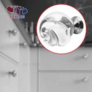 Jieying üreticileri toptan cam yuvarlak çekme kabak topu şekli tek delik kristal mobilya kolu - Product Image 5