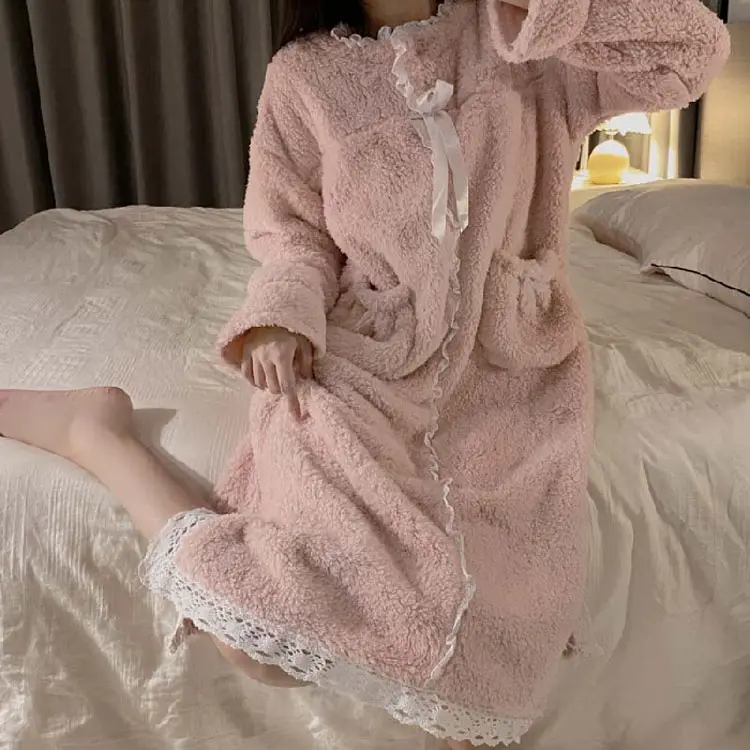 Winter Nachtkleding Loungewear Pyjama Set Meisje Pijama Flanellen Nachtjapon Pillama De Mujer Lange Mouw Pyjama Koreaanse Nachtkleding Vrouwen