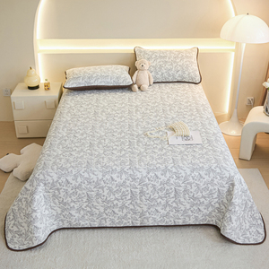 Cream <strong>White</strong> <strong>Black</strong> Floral Quilt Set Lightweight 3 Pc Bed Cover 88x88 Soft Microfiber Coverlet <strong>Bedspread</strong> for Summer Bedding - Product Image 2