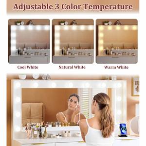 Table de maquillage en bois de <span class=keywords><strong>studio</strong></span> professionnel pour salon de beauté, table de maquillage d'angle avec miroir intelligent - Product Image 2