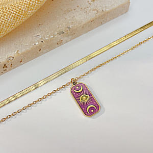 Модное Двухслойное ожерелье с карточкой Таро ювелирные изделия из нержавеющей стали позолоченные глаза Солнце Луна Звезда Ожерелье - Product Image 3