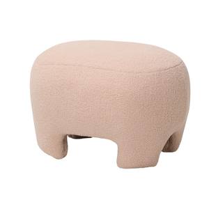 Puf de 56x42 cm, altura 40, en tela con efecto bouclé beige - Product Image 1