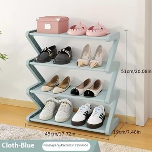 <span class=keywords><strong>Zapatero</strong></span> rosa de 4 niveles en forma de Z-Estante de almacenamiento montado en el suelo para sala de estar Dormitorio y entrada | <span class=keywords><strong>Zapatero</strong></span> | <span class=keywords><strong>Organizador</strong></span> de almacenamiento de zapatos - Product Image 4