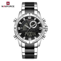 NAVIFORCE Officiel 9257 Montre numérique à quartz en acier inoxydable à double affichage Fabricants Chronographe multifonctionnel