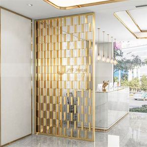 Separador de Ambientes de Acero Inoxidable de Alta Gama LL55, Diseño Geométrico Moderno, Impermeable, para Centros Comerciales y Espacios Comerciales - Product Image 1