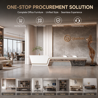 Comptoir d'accueil moderne de luxe incurvé et cannelé avec base LED et armoire de rangement pour usage commercial et bureaux médicaux