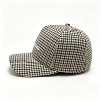 Gorra de 5 Paneles, Tela Houndstooth, Transpirable y Cómoda, Logotipo Bordado Personalizado, Fabricantes de Gorras de Béisbol de Alta Calidad