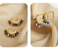 BJG0361E Boucles d'oreilles en acier inoxydable avec pierre naturelle plaquée or 18 carats Boucles d'oreilles pendantes en coquille d'ormeau pour femmes