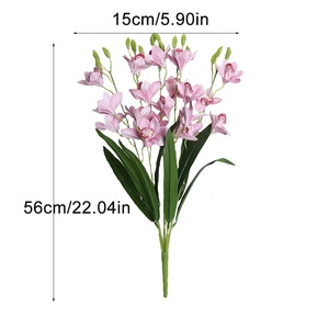 Wholesale 20 Heads Artificial <strong>Small</strong> Cymbidium Orchid 56cm Real Touch PVC Flowers for Home Garden Decoration - Product Image 5