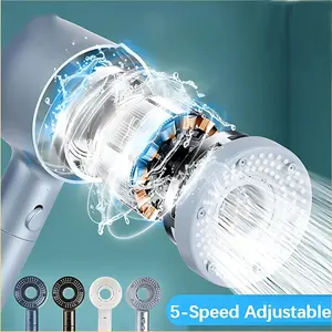 5 Modes Adjustable High Pressure Water Saving Massage Showerhead Portable One-touch Stop Rainfall Filtered Shower Head