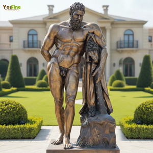 Estatua de Hércules de Bronce de Tamaño Real YouFine con Bate y Piel de León, Escultura Hecha a Mano de Mitología Griega para Jardín, Casa o Villa - Product Image 1