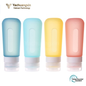 <b>Silicone</b> Travel Bottles Set of 4 Colorful Collapsible Containers with White Caps for Toiletries and <b>Liquids</b> - Product Image 5