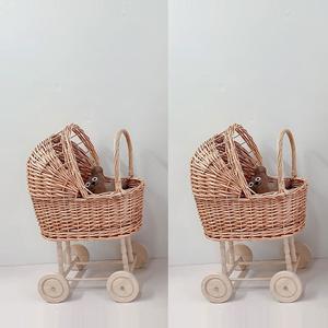 Neuankömmling gewebte Rattan Weide geflochten Retro Baby wagen Kinderzimmer dekoriert Kinderspiel zeug Kinderwagen Spielzeug - Product Image 5