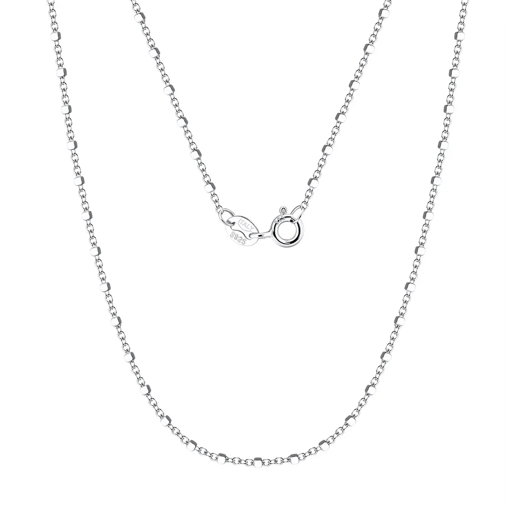 Rinntin sc55 colar italiano artesanal, corrente com cabo de 1.0mm, quadrado, miçangas 925, corrente de prata esterlina para mulheres