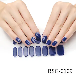 Factory Direct Wholesale UV Gel Nail Strips Non-Toxic Fashionable Semi Cured Gel Nail Stickers For Daily Nail Art DIY