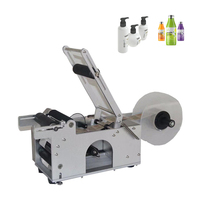 Machine d'étiquetage semi-automatique pour bouteilles rondes, applicateur d'étiquettes adhésives manuel pour animaux de compagnie, deux étiquettes carrées
