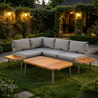 Ensemble de canapés de patio modernes en acier inoxydable 6 places, résistant aux intempéries, imperméable et durable, pour jardin, salon extérieur et chambre