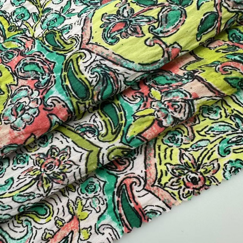 Nylon/Rayon Woven Plain Floral Print Fabric-Vibrant Color Customized Textile for Girls' Dresses Suits Shirts-Breathable