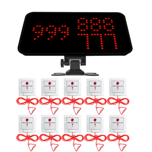 Sistema di Chiamata Infermieristica Wireless con Cercapersone Elettronico, Allarme di Emergenza, 1 Ricevitore con Display e 10 Pulsanti a Cavo per Bagno - Product Image 1