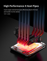 Gamer-X 5V ARGB PWM CPU Disipador de calor 120mm Cojinete de fluido Fácil instalación 4 Tubos de calor Caja de la computadora Computadoras para juegos Smart Digital