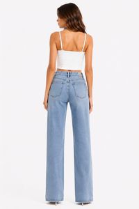 Jeans a Vita Alta e Gamba Larga con Stampa Glitterata, Vestibilità Comoda, Lunghezza Intera, in Cotone Stonewashed, Stile Casual - Product Image 3
