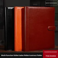 Porte-documents multifonction A4 personnalisé en cuir PU, classeur à feuilles mobiles, dossier de présentation translucide avec calculatrice, modèle TT888