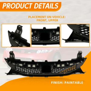 Grille de pare-chocs avant supérieure noire brillante pour Honda <span class=keywords><strong>Civic</strong></span> Berline 4 portes <span class=keywords><strong>2009</strong></span> 2010 2011 – Remplacement - Product Image 5