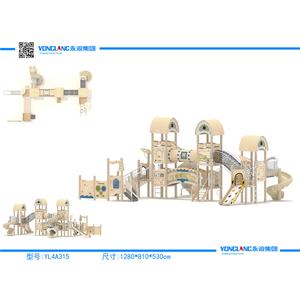 Aire de jeux extérieure pour enfants balançoire <span class=keywords><strong>parc</strong></span> en <span class=keywords><strong>bois</strong></span> de maternelle avec toboggan en plastique pour enfants d'âge préscolaire - Product Image 2