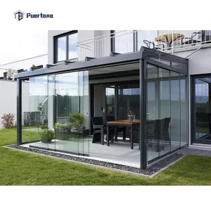 Dosel de cristal para jardín, cubierta de terraza y Patio, sin marco, puerta de vidrio deslizante, montaje en pared, Verano