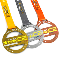 Médaille de danse 3D personnalisée, style moderne antique, en métal doré, pour récompense sportive, gymnastique, logo personnalisé, taille sur mesure, vente en gros