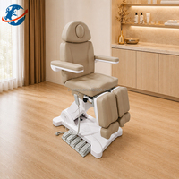 Nouvelle Arrivée - Fauteuil de Pédicure Électrique Réglable, Table de Massage en Cuir PU, Cadre en Bois, Jambes Dédoublées, Lit de Beauté Rotatif pour Tatouage, 4 Moteurs