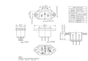 <strong>AC</strong>-008 10A 250V Polysnap <strong>AC</strong> <strong>Inlet</strong> <strong>Plugs</strong> <strong>Socket</strong> with <strong>Switch</strong> &amp; <strong>Fuse</strong> Holder Wrench Max Voltage 110V&quot; - Product Image 3