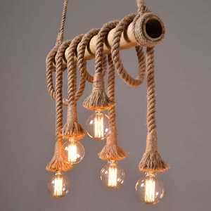 Lampadario a vento industriale retrò in tubo di canapa in corda di canapa sala da pranzo <span class=keywords><strong>soggiorno</strong></span> bar caffetteria - Product Image 4