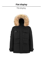 Veste en duvet pour homme de style canadien avec logo personnalisé, 80% de duvet, avec capuche, tissu velours, épaisse, chaude, anti-rides, unisexe, veste parka pour couple