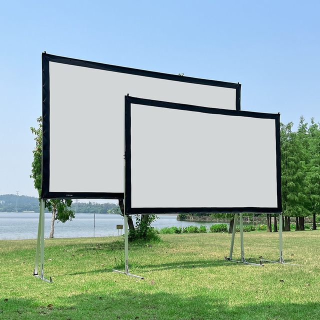 SCREEN PRO Portable Outdoor Projector Screen with Stand, 120-144 Inch HD Fast-Folding Movie Screen