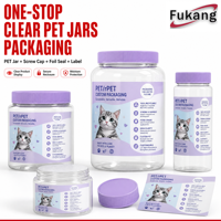Bocaux en RPET transparents personnalisés pour stockage et emballage, avec couvercles de taille personnalisée et étiquettes, haute transparence, recyclables, service d'approvisionnement direct usine, lot de bocaux PET avec couvercles
