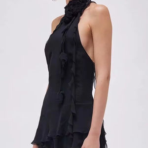 Abito da donna con scollo all'americana e con frangia a balze e dettaglio <span class=keywords><strong>Mini</strong></span>-elegante vestito da Club per feste dal negozio <span class=keywords><strong>Online</strong></span> - Product Image 2