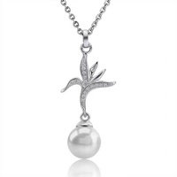 Collier pendentif en argent sterling 925 pour femme, perle d'eau douce, cœur, fleur, vie marine tropicale, bijoux
