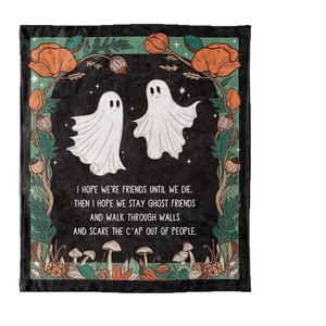 Ghost Friends Printed Plush Throw <b>Blanket</b> Rectangular Anti-Pilling Modern Style Autumn Home Use - Product Image 4