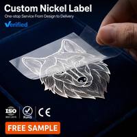 Autocollants de logo 3D électroformés sur mesure en nickel, décalcomanies métalliques de luxe ultra-minces 0,06 mm, adhésif puissant de précision